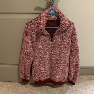Fleece pullover half zip maroon
